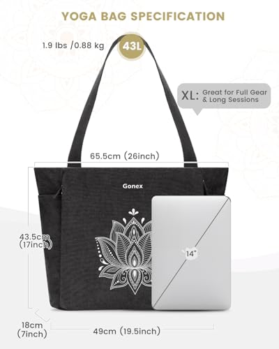 Gonex Yoga Mat Bag with Zipper Mat Carrier Canvas Gym Tote | Durable Canvas, Zipper Closures Prevent Slipping, Quick Access, Bottle Holder, Fits Yoga Blocks, Gym & Travel Use - color: Black, size: X-Large(19.5×7×17inch)