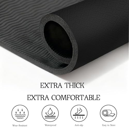 VTORY Extra Large Yoga Mat 6'x 4' - (6mm /8mm/12mm) - size: 6' x 4' x 1/2 in
