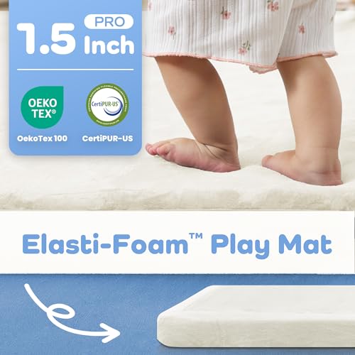 1.5" Thick Baby Play Mat for Floor,79x118 Large Memory Foam Tummy Time Mat | Ultra Soft Playmat for Baby,Tummy Time Foam Mats,Cushioned for Infant,Kids and Toddler Crawling,Easy Care - color: Cream, size: 79"×118"×1.5"