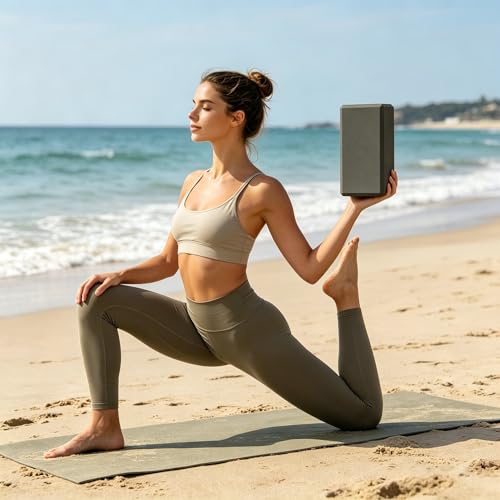 Non-Slip High Density Yoga Foam Blocks for Balance and Support During Yoga Pilates and Meditation DGREY