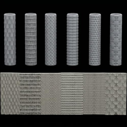 6 Pcs Texture Rollers for Modeling Clay & Miniatures - Roofs & Coverings Patterns (Shingles, Thatch, Tiles) for Dioramas, Tabletop RPG Terrain & Hobby Crafting - color: Amr03 B
