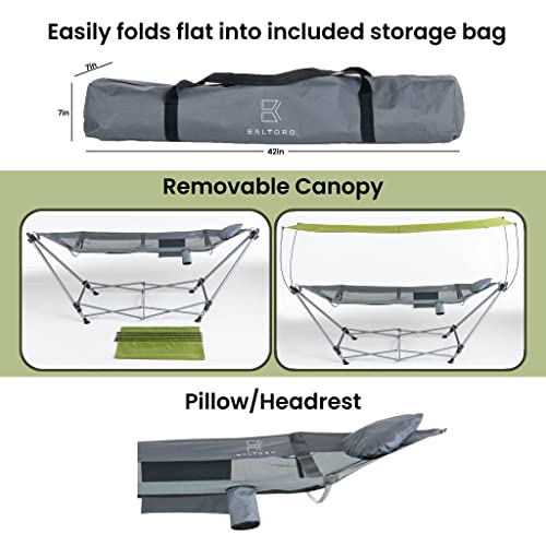 Lucania Portable Hammock with Stand and Canopy - Foldable Freestanding Heavy Duty Hammock for Indoor, Outdoor, Camping, Patio & Backyard (290 lbs Capacity)
