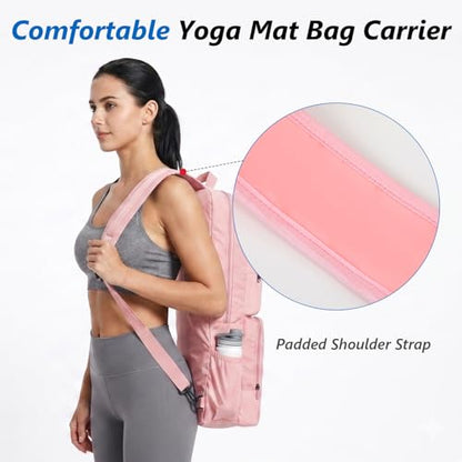 VISEMAN Yoga Mat Bag Carrier Waterproof Yoga Backpack with Multi Pockets, Lightweight Adjustable Yoga Bag for Mat, Yoga Blocks, Yoga Accessories - color: Pink