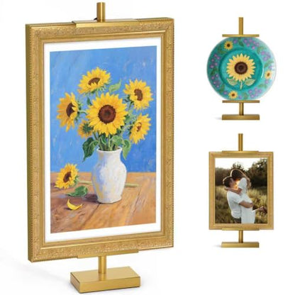 Adjustable Tabletop Easel Stand, Picture Easels for Display Up to 29" H, Metal Picture Frame Holder Stand Table for Art, Photo (Gold) - color: gold