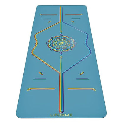 Liforme Travel Yoga Mat - Patented Alignment Design, Advanced Non-Slip Grip - color: Blue Sky