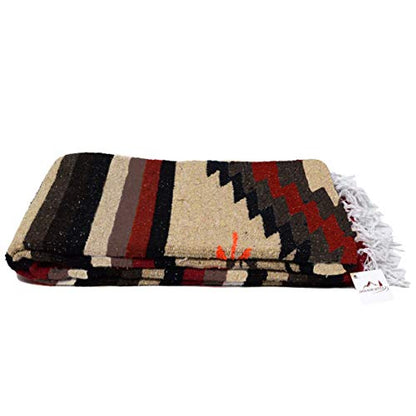 Open Road Goods Handwoven Mexican Diamond Blanket, Throw, or Yoga Bolster - Southwestern Style Blanket - Brown - color: Brown Blanket