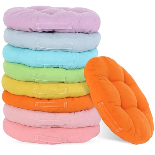 Gerrii 8 Pieces Floor Cushions for Kids Classroom Flexible Floor Seating Cushions Floor Pillows for Home School Kindergarten Daycare Nursery (Bright Color,Round) - color: Bright Color, style: Round