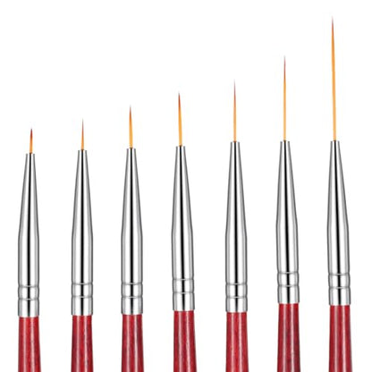 7 Pcs Rigger Artist Paint Brush, Highly Flexible Paint Brushes Extra Long Fine Point Tip Pinstriping Scroll Outlining Brush Fine Detail Paintbrushes for Watercolor Oil Gouache Pastry Cookie