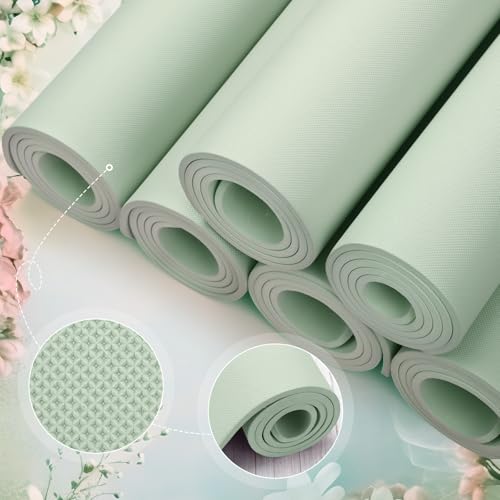 Timgle 6 Pcs 10mm Thick Yoga Mat Bulk 68 x 24 Inches Anti-slip Tear-resistant Exercise Mat Adult Gym Mats for Fitness, Stretching, Workout and Studio, Outdoor Yoga, Pilates - color: Gray Green