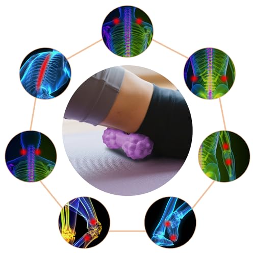 Massage Ball Set, Plantar Fasciitis Relief Foot Pain Therapy - Trigger Point, Heel Spur, Sore Muscle- Back, Arm, Neck, Shoulder, Leg Circulation Roller - color: 3 Purple Massage Set