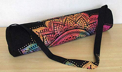 INDIAN CRAFT CASTLE ICC Yoga Mat Bag Carrier Full-Zip Exercise Yoga Mat Carry Bag for Women Men with Multi-Functional Storage Pockets and Adjustable Shoulder Strap 26X6 Inches - style: Multi Flower