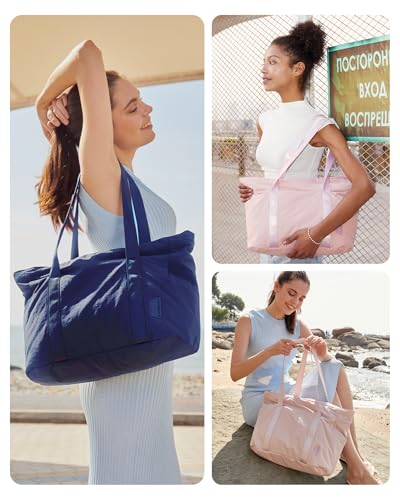 BAGSMART Gym Tote Bag for Women, 24L/28L Travel Tote Yoga Mat Bag - color: Navy Blue, size: Medium
