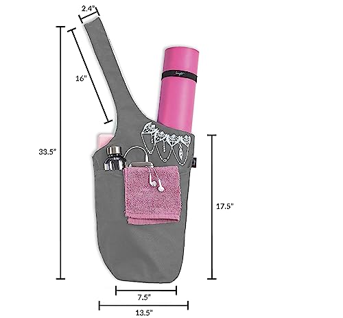 Yoga Mat Bag & Carrier with Pockets for Women - color: Gray & White