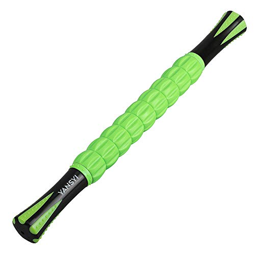 YANSYI Professional 9-Roller Deep Tissue Massage Stick - Portable Muscle Recovery Roller for Athletes, Relieves Post-Workout Soreness & Leg/Back Pain - Portable Physio Tool (Green) - color: Green