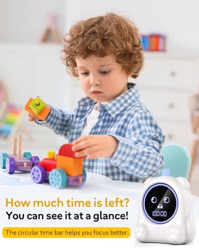 199 Min Visual Timer for Kids, 2 Minute teenth Brushing, Cute Bear Deign | Adjustable Sound Alert, Productivity Timers for ADHD, Silent Operation, Desk Time Management Tool for Toddler - color: White
