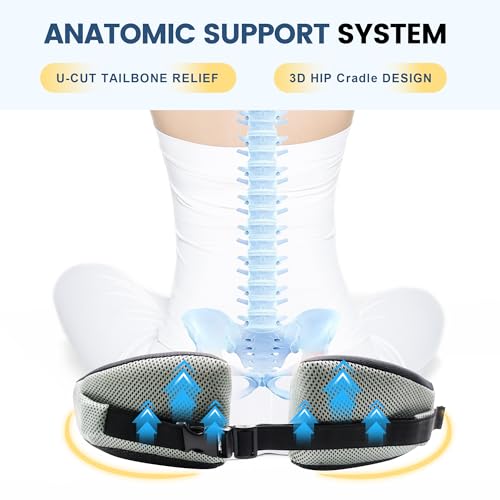 Seat Cushion for Office Chair, Wedge Car Seat Cushion, Memory Foam Truck Seat Cushion for Sciatica Tailbone Pain Relief, Long Driving, Coccyx