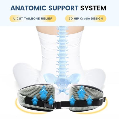 Seat Cushion for Office Chair, Wedge Car Seat Cushion, Memory Foam Truck Seat Cushion for Sciatica Tailbone Pain Relief, Long Driving, Coccyx
