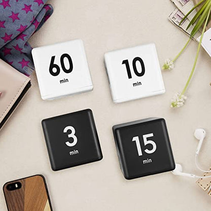 Feilifan Cube Timer, Focus Study Timer, 1-3-5-10 Minutes Time Management - color: 1-3-5-10min,black