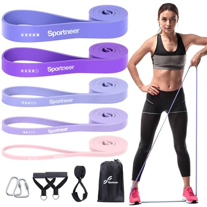 Sportneer Resistance Bands for Working Out: Pull Up Bands 5-130lb 5 Levels Exercise Bands Workout Bands Set with Handles & Door Anchor Pull Up Assist Bands for Men Women Resistance Training