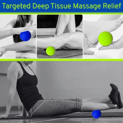Lacrosse Massage Ball for Myofascial Release - Trigger Point Therapy, Muscle Knots - Yoga Therapy Balls for Deep Tissue - Foot Massage Ball for Plantar Fasciitis - 2 Firm Balls with 2.5" Each