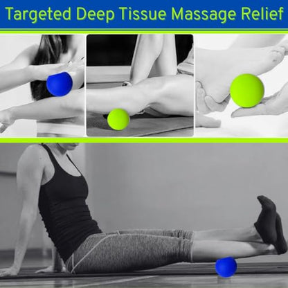 Lacrosse Massage Ball for Myofascial Release - Trigger Point Therapy, Muscle Knots - Yoga Therapy Balls for Deep Tissue - Foot Massage Ball for Plantar Fasciitis - 2 Firm Balls with 2.5" Each