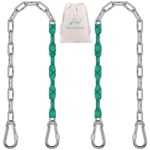 SELEWARE Ultimate Swing Hanging Kit: 65" Heavy Duty Chains (1000LB) + Silent Bearing Swivel Hanger (1200LB) - Stainless Steel Hanging Hardware for Swings, Hammocks, Punching Bags & Aerial Yoga