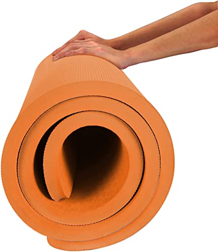 Hatha Yoga 4/5 inch TPE Yoga Mat Fitness & Exercise Mats Large Size 72"L x 32"W Non-Slip Anti-Tear For Women Men - color: Orange