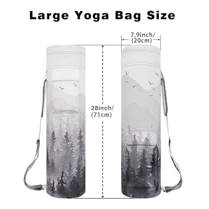 Yoga Mat Bag Full-Zipper Yoga Mat Carrier with Extra Wide Adjustable Strap 2 Multi-Functional Storage Cargo Pocket Stylish & Functional Yoga Bag Pilates Bag for Women & Men - color: Cloud Forest
