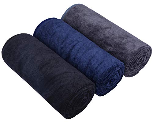 HOPESHINE Gyms Yoga Towels Soft Absorbent & Fast Drying 3-Pack - color: Black+grey+navy