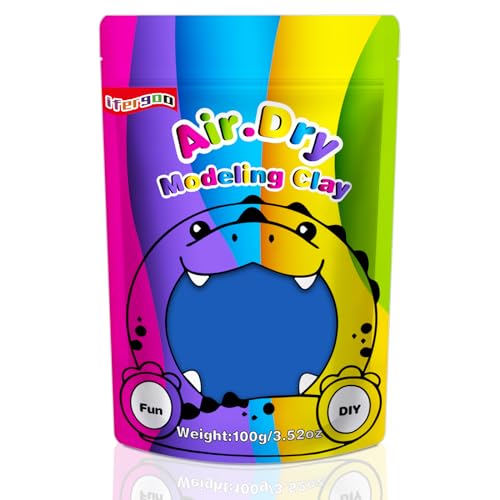 ifergoo 100g Blue Air Dry Clay, 3.5oz DIY Creative Modeling Clay for Kids | Refill Foam Magic Clay for School Art & Craft Project, Slime Supplies, Ultra-light & Soft, Gift for Age 3-12 Boys & Girls - color: Blue/100g