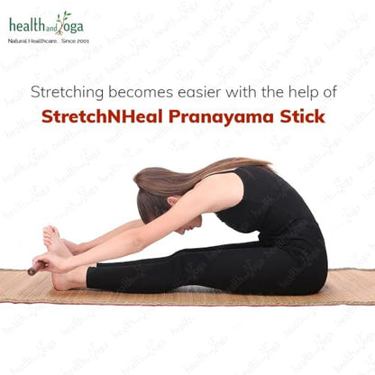 HealthAndYoga™ StretchNHeal Collapsible Multi-Use Wooden Yoga Stick - Regular and XL - Portable Posture Corrector Pole, Stretch Mobility Stick, Physical Workout Exercise Dowel - size: Regular - 26" without Sleeve