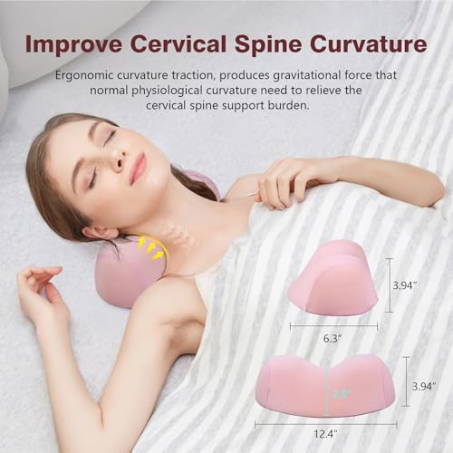 ComfortLife Small Neck Stretcher Pillow for Pain Relief, Medium Soft Cervical Traction Device Neck Mild Support Pillow Foam Cervical Neck Pillow for Tension Muscle Relax Relief (Pink) - color: Pink