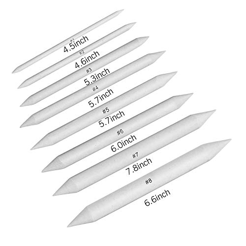 21 Pcs Blending Stumps and Tortillions Paper Art Blenders | Sandpaper Sharpener Pointer, Pencil Extension Tool, Kneaded Eraser, For Artist Charcoal Sketch Drawing