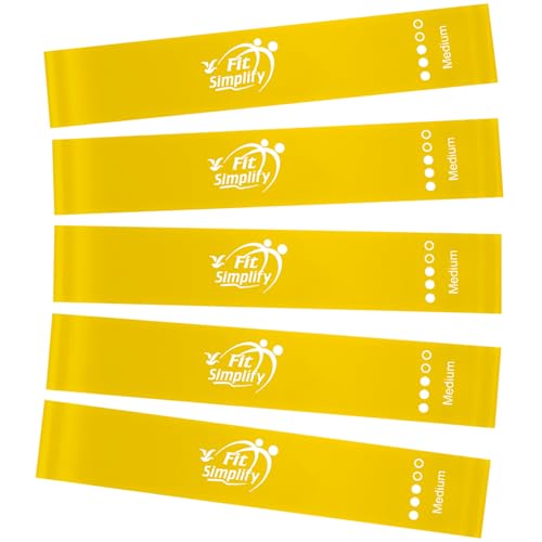 Fit Simplify Resistance Loop Exercise Fitness Bands with Instruction Guide and Carry Bag, Set of 5 - color: Yellow
