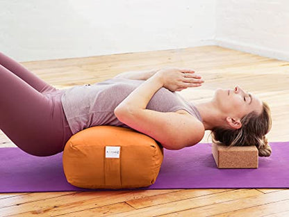 Pranayama Yoga Bolster Meditation Pillow - color: Tango, size: Rectangular 28" x 12" x 8"