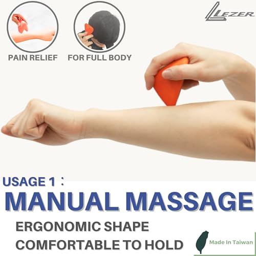 LEZER Trigger Massage Point, Manual Massage Ball, Hip Hook, Muscle Knot Release Tool, Deep Tissue Relief, Hip Flexor Iliacus Back Psoas Hand Foot Myofascial, Physical Therapy, 2.9 inｘ2.1 in（Orange） - style: 01 - Trigger Orange