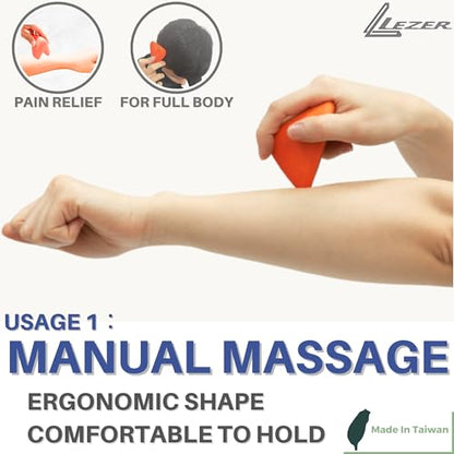 LEZER Trigger Massage Point, Manual Massage Ball, Hip Hook, Muscle Knot Release Tool, Deep Tissue Relief, Hip Flexor Iliacus Back Psoas Hand Foot Myofascial, Physical Therapy, 2.9 inｘ2.1 in（Orange） - style: 01 - Trigger Orange