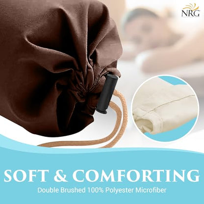 NRG Microfiber Bolster Covers Round Massage Bolster Pillow Covers - 6" x 27" - 100% Polyester Microfiber - Soft & Durable - Protection from Stains & Oil - Drawstring Closure (Dark Chocolate) - color: Dark Chocolate, size: 6" x 27"