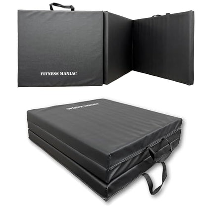 Fitness Maniac New Folding Panel Gymnastics Mat Gym Exercise Yoga Tri Mat Pad Black Exercise Mats USA