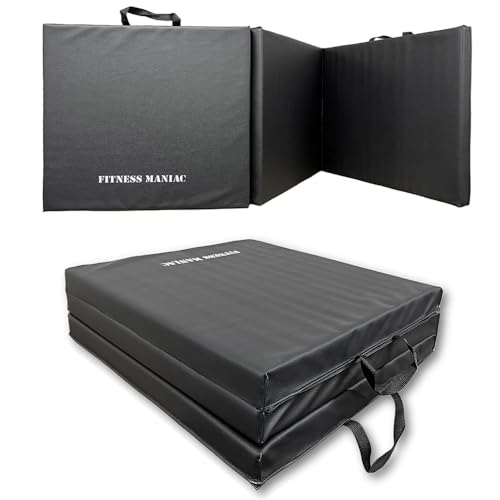 Fitness Maniac New Folding Panel Gymnastics Mat Gym Exercise Yoga Tri Mat Pad Black Exercise Mats USA