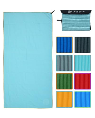 ECCOSOPHY Microfiber Beach Towel, Quick Dry Gym Towel, Sand Free, 71x35 - color: Aqua, size: Large (71"x35")