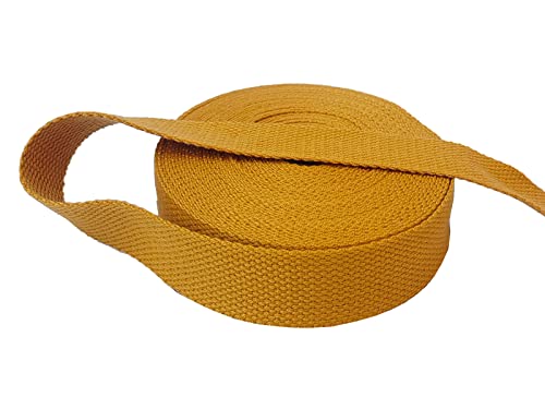 1 Inch Cotton Webbing 10 Yards Cotton Strap for Tote Canvas Bags Crafts Sewing (2047 Mustard Yellow) - color: 2047 Mustard Yellow