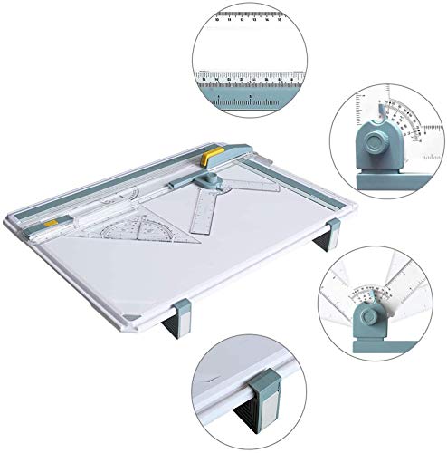 Inch A3 Drawing Board Drafting Table Multifunctional Drawing Board Table with Clear Rule Parallel Motion and Angle Adjustable Measuring System - size: 14"W x 19.7"H