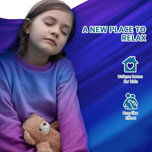 OUTREE Double Layer Therapy Swing with 360 Swivel Hanger, Healing & Relaxing Cuddle Swing for Kids and Adults with Autism, ADHD, Sensory Processing Disorder (Blue-Purple Gradient) - color: Blue-purple Gradient