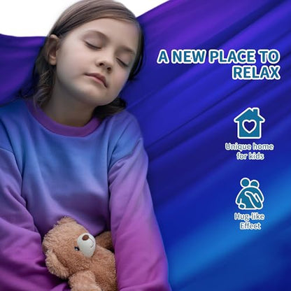 OUTREE Double Layer Therapy Swing with 360 Swivel Hanger, Healing & Relaxing Cuddle Swing for Kids and Adults with Autism, ADHD, Sensory Processing Disorder (Blue-Purple Gradient) - color: Blue-purple Gradient