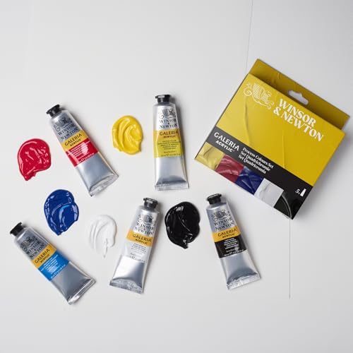 Winsor & Newton Galeria Acrylic Paint Set, 5 x 60ml (2-oz) Tubes, Process | Introductory Acrylic Paint made with Professional Pigments, Perfect for Beginners, Buttery Texture, High Tinting Strength - size: 2 Fl Oz (Pack of 5), style: 5 x 60ml (2-oz) Tubes