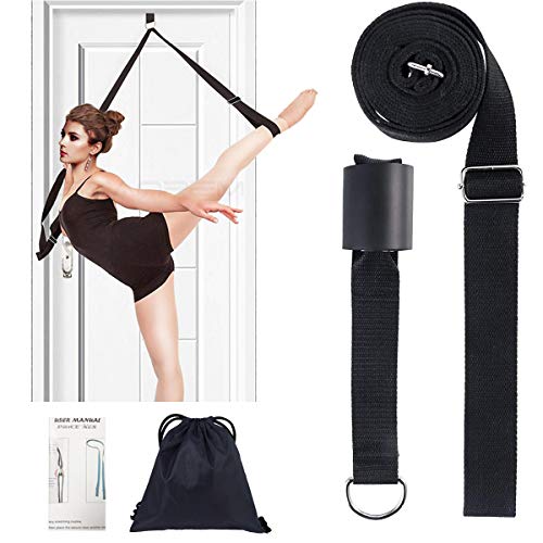 Adjustable Leg Stretcher Lengthen Ballet Stretch Band - Easy Install on Door Flexibility Stretching Leg Strap Great Cheer Dance Gymnastics Trainer Stretching Equipment Taekwondo Training - color: black