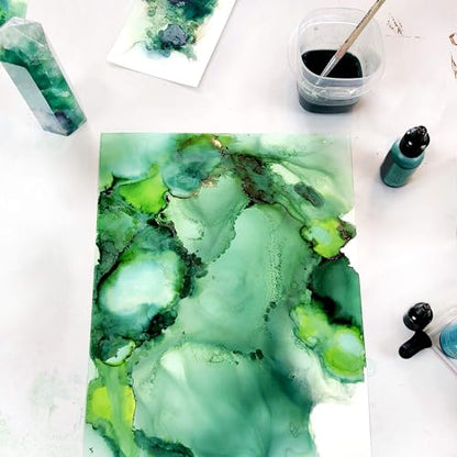 Pixiss Green Alcohol Ink Set - 5 Shades of Highly Saturated Alcohol Ink for Epoxy Resin Supplies, Yupo Paper, Tumblers, Coasters - Resin Colorant for Epoxy Resin and Resin Art Supplies - color: Greens