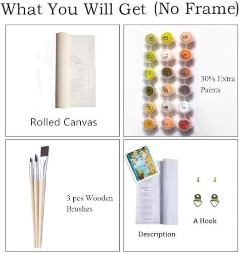 ZRIZQ Paint by Numbers Kit for Adults Beginner Landscape,Lemon Tree,16x20 | Full set with wooden brushes,rolled canvas,rich paints.Calming activity.Beginner friendly.Just open and paint. - color: 16"X20"Rolled Canvas(Frameless)-Landscape 1