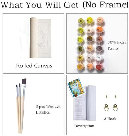 ZRIZQ Paint by Numbers Kit for Adults Beginner Landscape,Lemon Tree,16x20 | Full set with wooden brushes,rolled canvas,rich paints.Calming activity.Beginner friendly.Just open and paint. - color: 16"X20"Rolled Canvas(Frameless)-Landscape 1